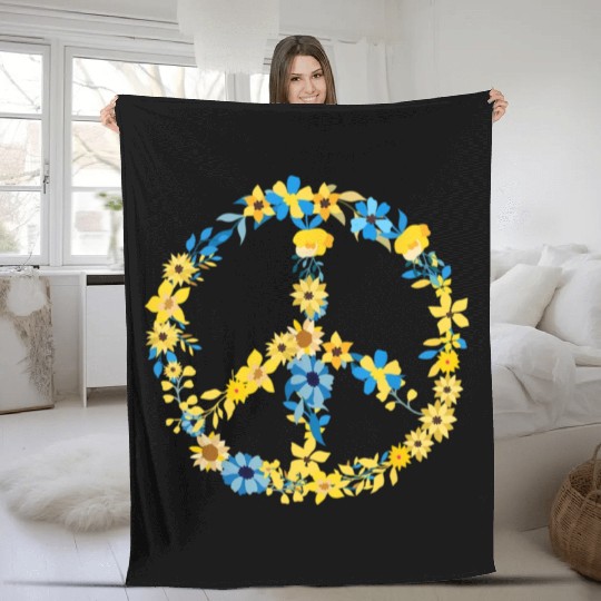 Ukraine Flag Flower Peace Heritage Fleece Blankets
