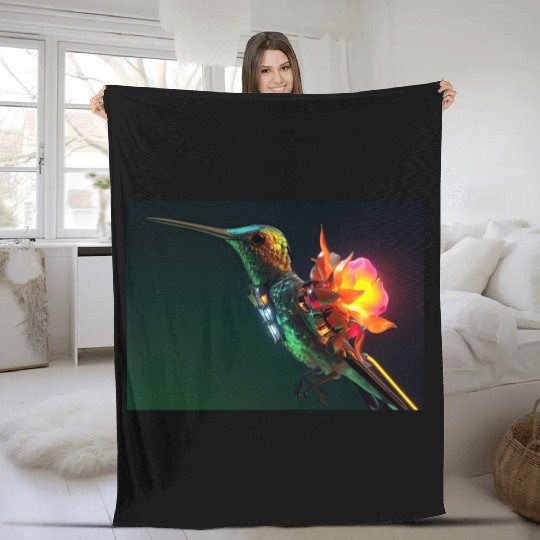 Techno Hummingbird Fleece Blankets