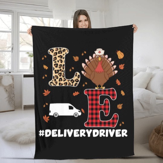 Great Delivery Driver Thanksgiving Party Costume Fleece Blankets