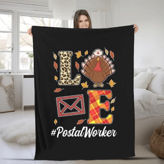 Great Postal Worker Thanksgiving Outfit Fleece Blankets