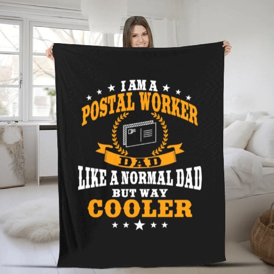 Postal Worker Dad Outfit Postman Father's Day Fleece Blankets