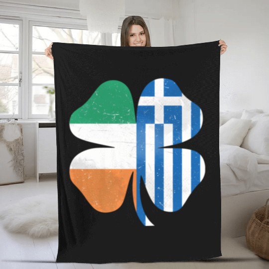 Greek Irish Shamrock Greece Ireland St Patrick'S D Fleece Blankets