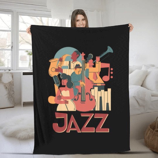 Jazz Musicians Orchestra Playing On Stage Smooth J Fleece Blankets