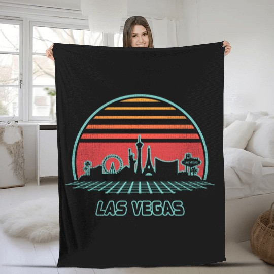 Las Vegas City Skyline 80S Style Fleece Blankets