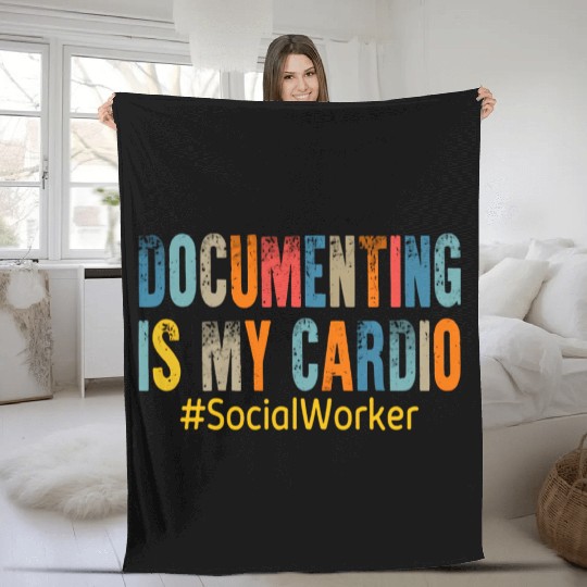 Documenting Is My Cardio Social Worker Fleece Blankets