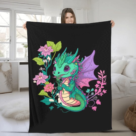 dragon Hello Spring Happiness Time 1 Fleece Blankets