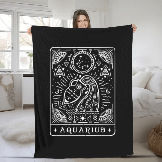 Aquarius Tarot Aquarius Zodiac Sign Month Fleece Blankets