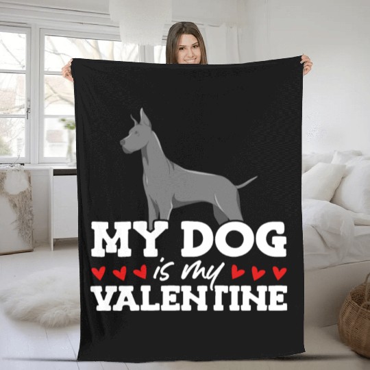 My Dog Is My Valentine Date Cute Doggy Fleece Blankets