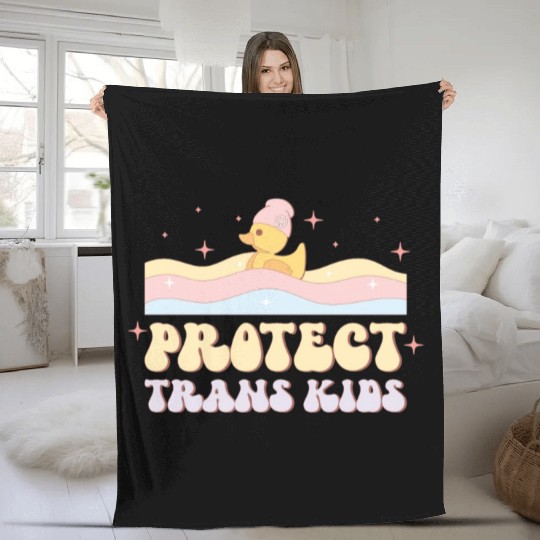 Protect Trans Kids, LGBT Pride Month Fleece Blankets