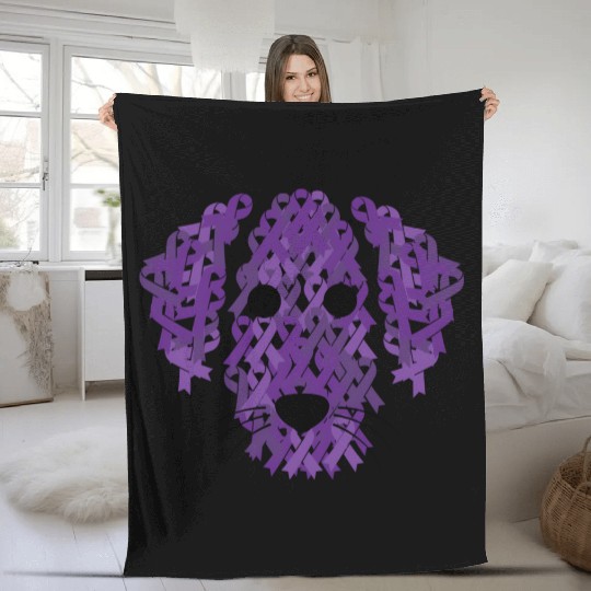 Purple Ribbon Dog Face Lupus Inspirational Awarene Fleece Blankets