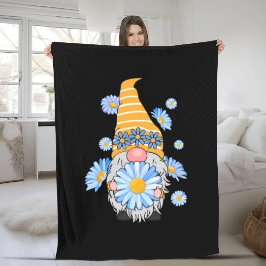 Z4R8 Daisy Gnomes Floral Gnomes Spring Fleece Blankets