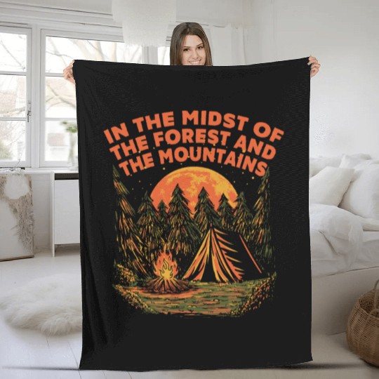 Forest and Mountains Camping Hiking Camper Hiker W Fleece Blankets