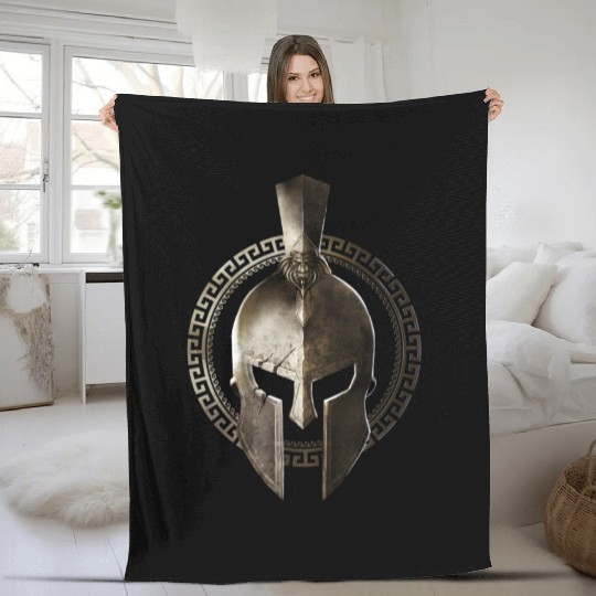 Spartan Helmet Warrior Gladiator Workout Sparta Gr Fleece Blankets