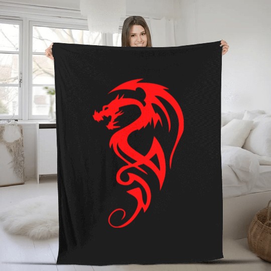 Tribal Dragon Fleece Blankets