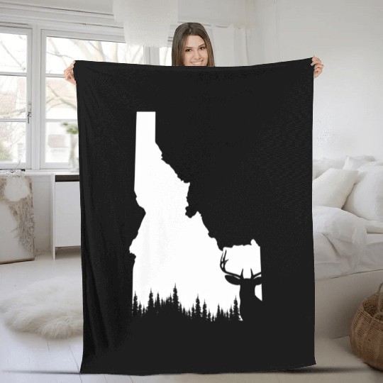 Hunter Elk Deer State Idaho Hunting Fleece Blankets