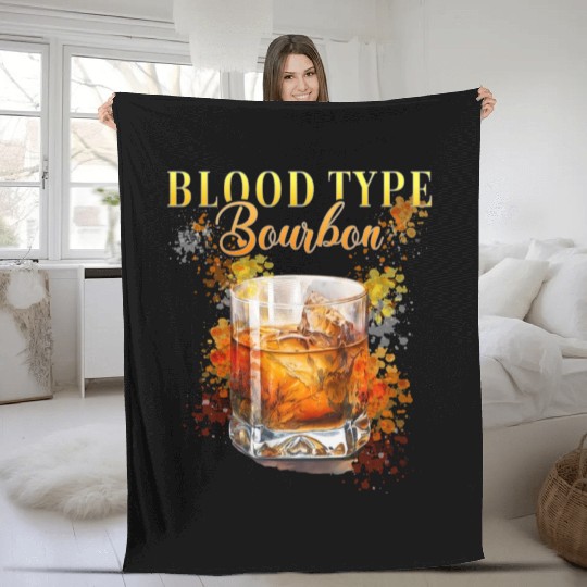 Blood Type Bourbon Cocktail Bartender Fleece Blankets