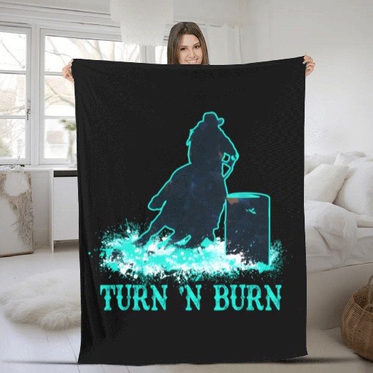 Barrel Racer Barrel Racing Horse Turn And Burn Tea Fleece Blankets