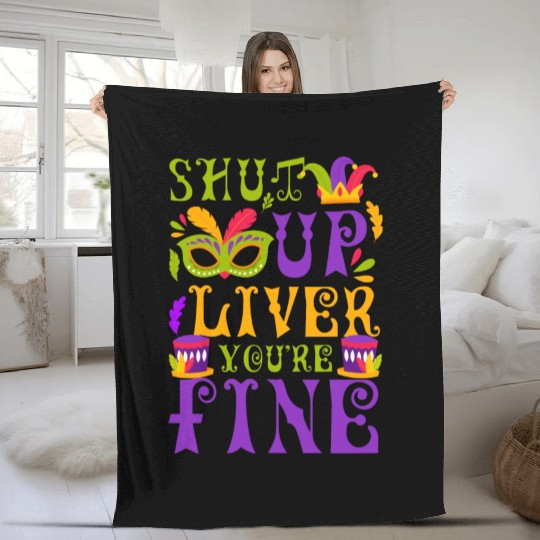 Mardi Gras New Orleans Fool Music Fleece Blankets