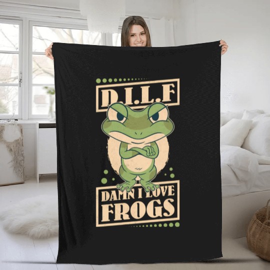 Damn I Love Frogs Fleece Blankets