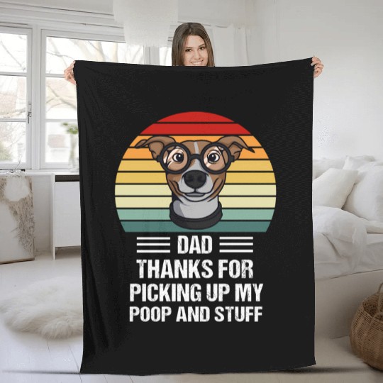 Happy Father'S Day Dog Dad ThanFor Picking Up My P Fleece Blankets