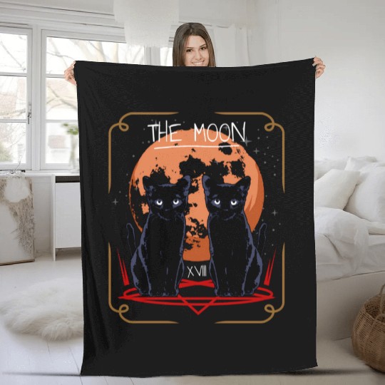 The Moon Tarot Card Bombay Cat Fleece Blankets