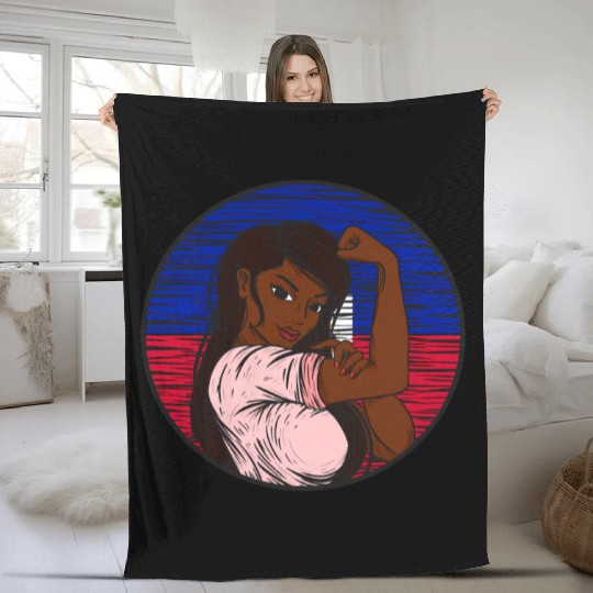 Patriotic Haitian Flag Haiti Proud Haitian Fleece Blankets