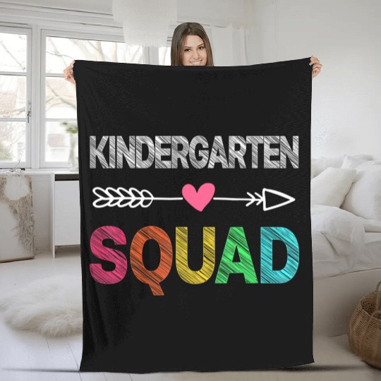 Team Kindergarten Squad Teacher Student Back To Sc Fleece Blankets