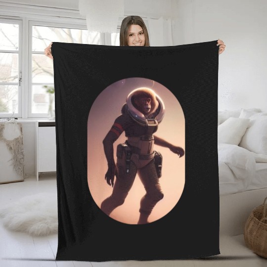 Astronaut Monkey Discovering Planet Mars 1 1 Fleece Blankets