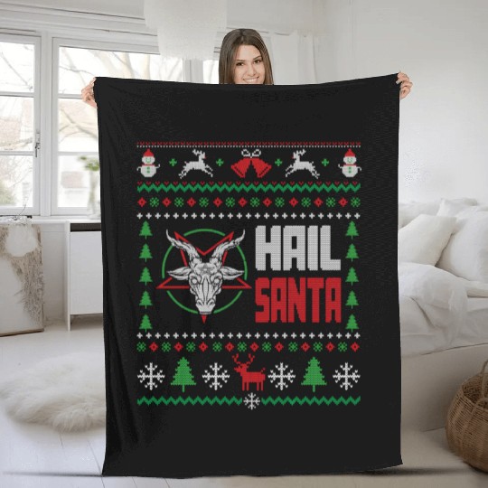 Hail Santa Ugly Fleece Blankets