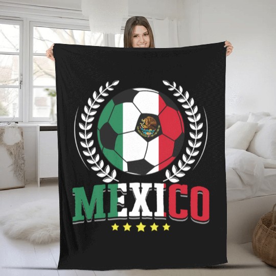 Mexico Flag Mexican Soccer Player Sports Enthusias Fleece Blankets