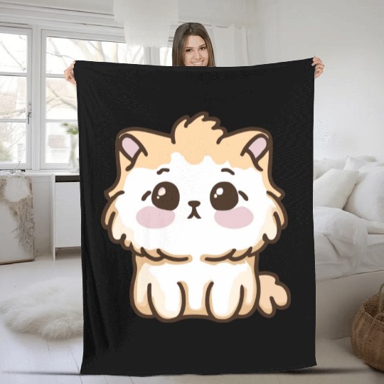 cute kawaii cat valentine gift 1 Fleece Blankets