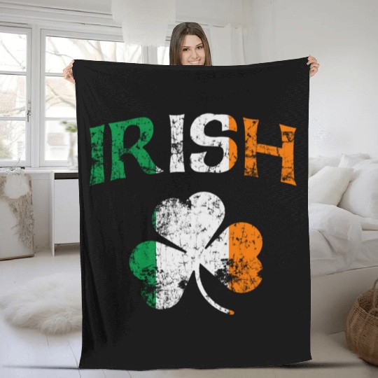 Irish Shamrock Ireland Flag St PatricDay Fade Fleece Blankets