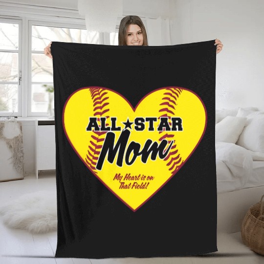 All-Star Softball Mom Fleece Blankets