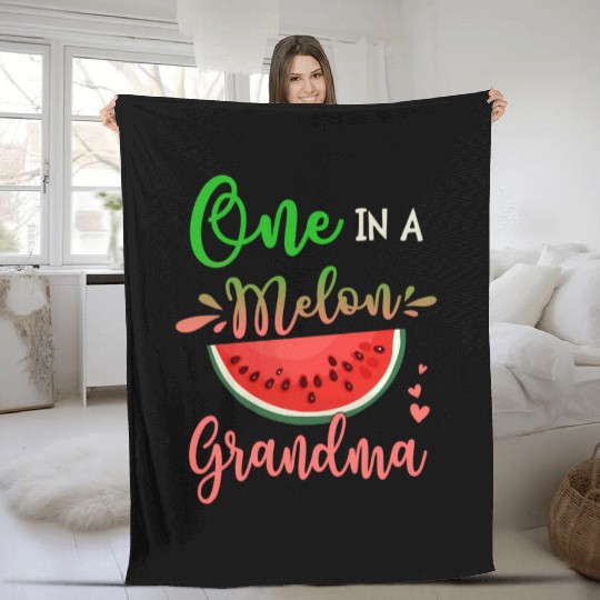 Family One In A Melon Grandma Party Family Fleece Blankets