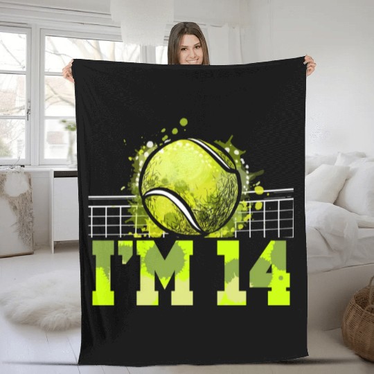 I'm 14 Racket Sports Tennis Player Teen 14th Fleece Blankets