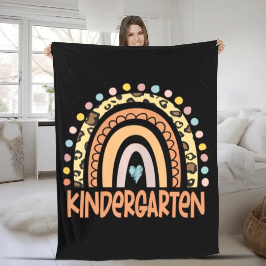 Kindergarten Rainbow Squad Girls Boys Teacher Back Fleece Blankets