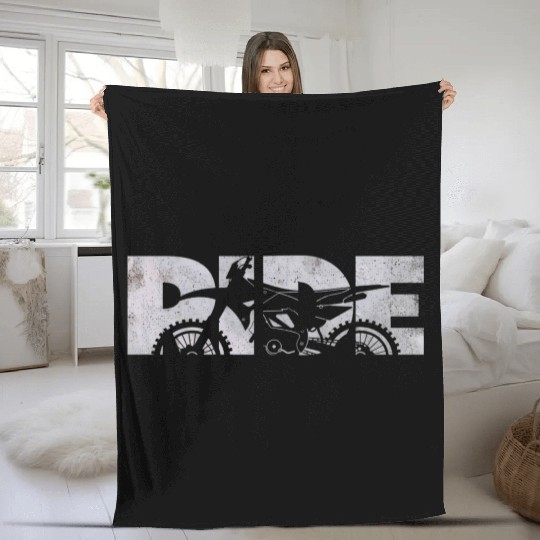 Dirt Bike Motocross Dirt Bike Motocross Fleece Blankets