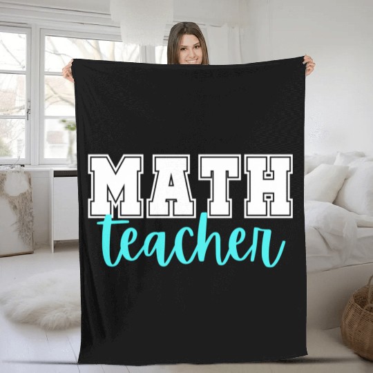 Math Teacher College Print And Script Lettering Fleece Blankets