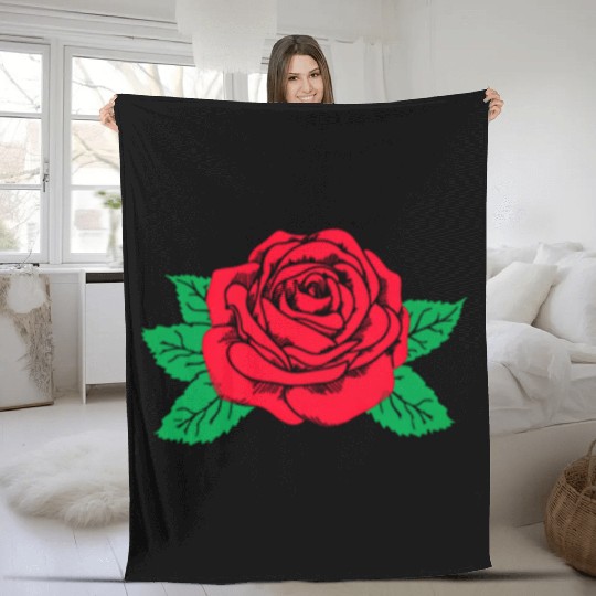 Red Rose Flower Aesthetic Soft Grunge Punk E Fleece Blankets