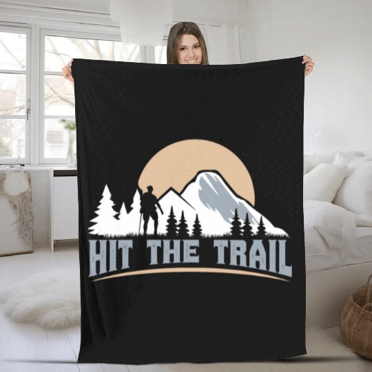 Hit the Trail Mountaineers Wanderlust Hiking Fleece Blankets