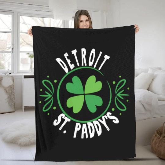Detroit St PatricDay St Paddys 313 Area Code Fleece Blankets