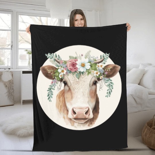 Cottagecore Cute Cow Ox Farm Animal Pet Calf Fleece Blankets