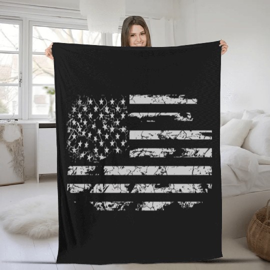 Distressed Usa Flag Fleece Blankets