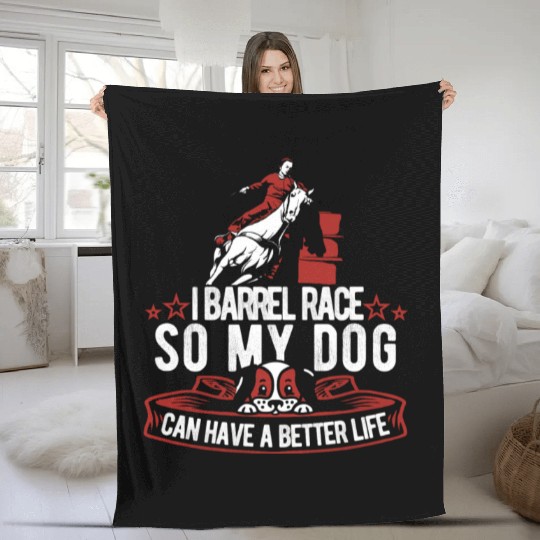Horse Barrel Racing Dog Fleece Blankets