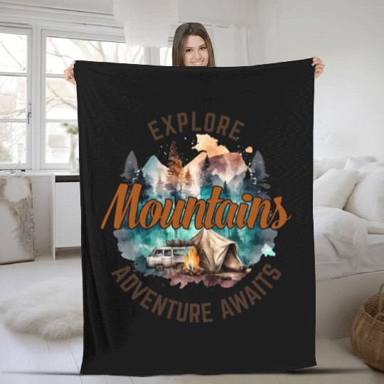 Camping Gear, Adventure Time Fleece Blankets, Hiking Fleece Blankets
