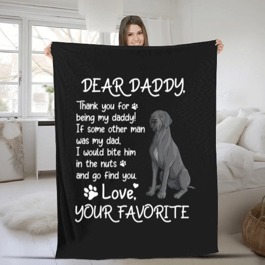 Dear Daddy Great Dane Dog Dad Father s Day Fleece Blankets