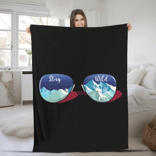 Mountain Sun Glasses Fleece Blankets