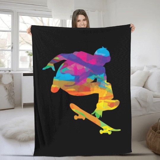 Psychedelic Skateboard Fleece Blankets