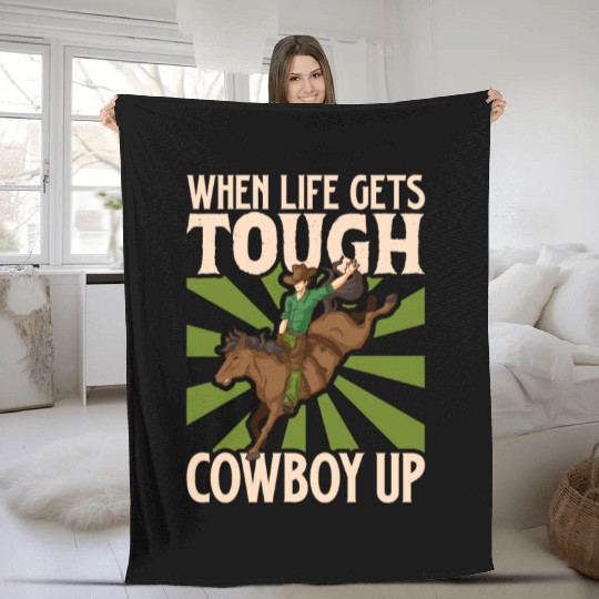 Cowboy Barn Bull Rider Rodeo Country Western Gift Fleece Blankets