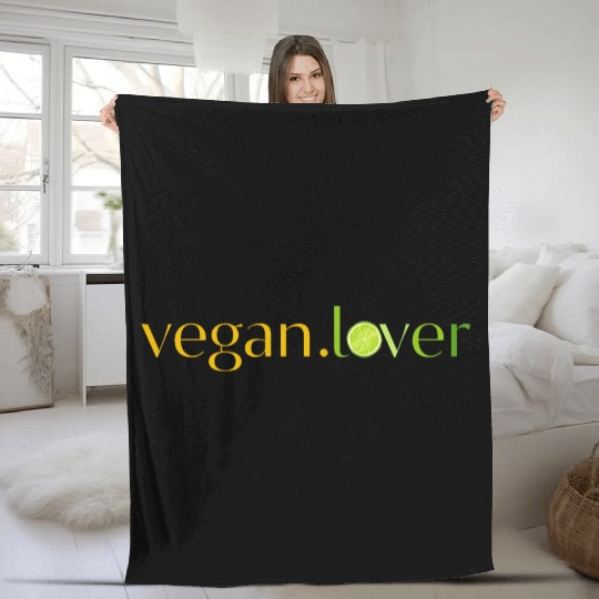 Vegan lover lime Fleece Blankets